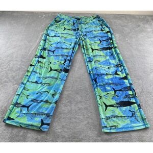 Reel Legends Mens Blue Green Fish Print Performance Lounge Pants Sz M Drawstring
